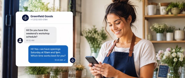 Small business owner using EZ Texting to have a two-way SMS conversation with a customer
