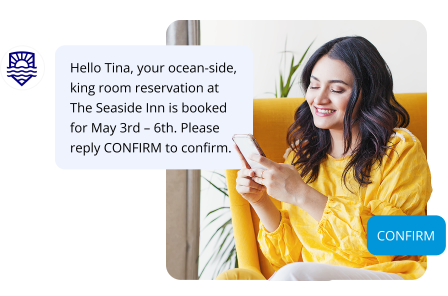 Confirmation for hospitality via text