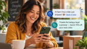 Ecommerce SMS order and shipping notifications on a phone