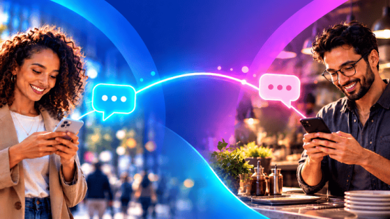 Customer and business owner texting on a dedicated business SMS number