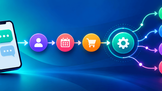 SMS platform and CRM connected by flowing data links