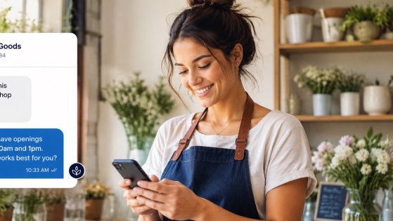Small business owner using EZ Texting to have a two-way SMS conversation with a customer